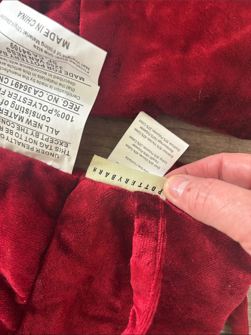 Pottery Barn Red Quilted Velvet Tree Skirt